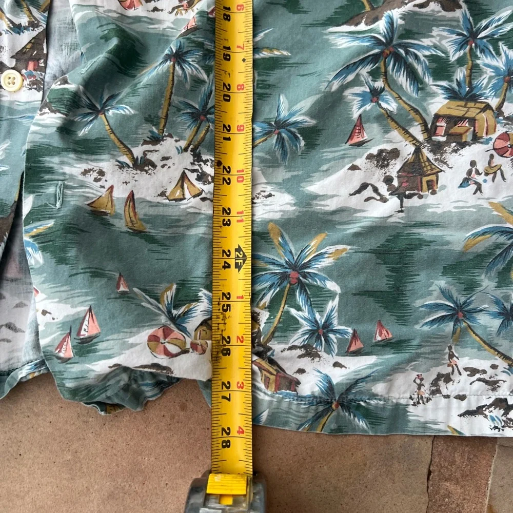 Vintage J. Crew Hawaiian Shirt - Bora Bora Huts & Palm Trees